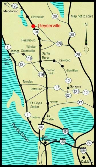 Bay Area map to Geyserville